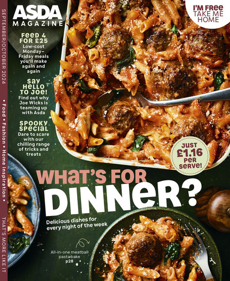 Asda September & October mag, out now!
If comfort food is your vibe, or your a sucker for Spooky season, this issue might just be for you! Asda Recipes, Meatball Pasta Bake, Joe Wicks, Body Coach, Pasta Bake, House And Home Magazine, Lunches And Dinners, Food Styling, Tasty Dishes