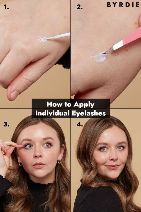 How To Use Individual Lashes, Applying False Eyelashes Individual, Applying Individual Lashes, How To Do Individual Lashes On Yourself, Diy Individual Lashes How To Apply, Individual Eyelashes How To Apply, How To Apply Individual False Eyelashes, Applying False Eyelashes Under Lashes, How To Put On Individual Lashes