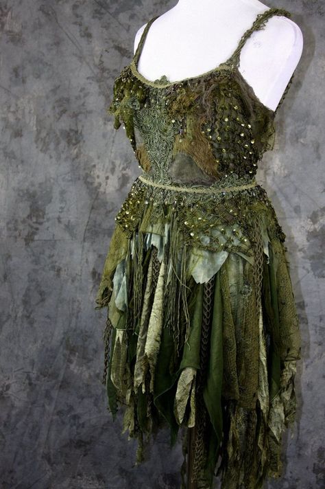 Dryad Costume, Forest Fairy Costume, Faerie Costume, Forest Festival, Ren Faire Costume, Fairy Outfit, Fair Outfits, Bead Fringe, Gray And Brown