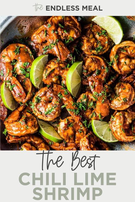 Chili Lime Shrimp is a super easy to make and tasty 35-minute dinner. It's a versatile recipe that can be served on its own, over rice or cauliflower rice, or even wrapped up in tacos or lettuce wraps. Spicy Lime Shrimp, Chili Lime Shrimp Wraps, Healthy Shrimp Lettuce Wraps, Shrimp And Lime Recipes, Chili Lime Shrimp Tacos, Chilli Lime Shrimp, Potato Cleanse, Chile Lime Shrimp, Prep Dinners