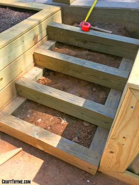 Sleeper Stairs Garden, Pea Gravel Steps, Wood Retaining Wall With Steps, Steps In Retaining Wall, Gravel Stairs, Landscape Stairs, Timber Stair, Landscape Steps, Sloped Backyard