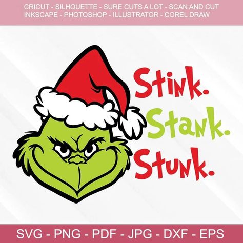 Christmas Stink Stank Stunk SVG Vector Cut File for Cricut, Silhouette, Svg Grinch Stink Stank Stunk, Stink Stank Stunk Svg, Grinch Christmas Svg, Grinch Face Svg, Stink Stank Stunk, The Grinch Christmas, Double Image, Grinch Svg, Raster Image