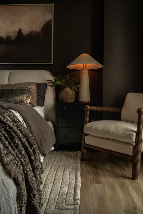 Shop Kinnan Bed and other curated products on LTK, the easiest way to shop everything from your favorite creators. Moody Bedding, Cozy Bedroom Corner, Moody Neutrals, Dark Moody Bedroom, Dark Brown Bedrooms, Dark Cozy Bedroom, Bedroom Eclectic, Bedroom Vibes, Moody Aesthetic