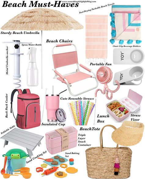 Beach Packing Essentials, Beach House Essentials, Beach Picnic Essentials, Beach Supplies List, Beach Neccesities, Beach Gear Must Have, Beach Items To Bring, Beach Must Haves For Adults, Beach Must Haves For Women