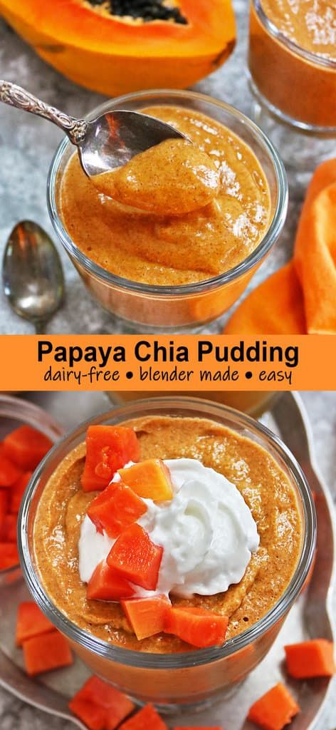 Papaya Chia Seed Pudding, Chia Fruit Pudding, Vegan Papaya Recipes, Papaya Chia Pudding, What To Do With Fresh Papaya, Papaya Seeds Recipe, Papaya Recipes Dinners, Passion Fruit Chia Pudding, Chia Seed Pudding Blended