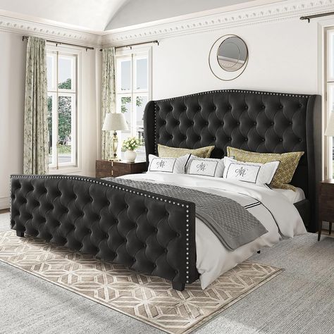 Bedroom Glam, Tufted Bed Frame, King Platform Bed Frame, Queen Platform Bed Frame, Velvet Bed Frame, Cama Queen Size, Cama King Size, Velvet Upholstered Bed, King Upholstered Bed