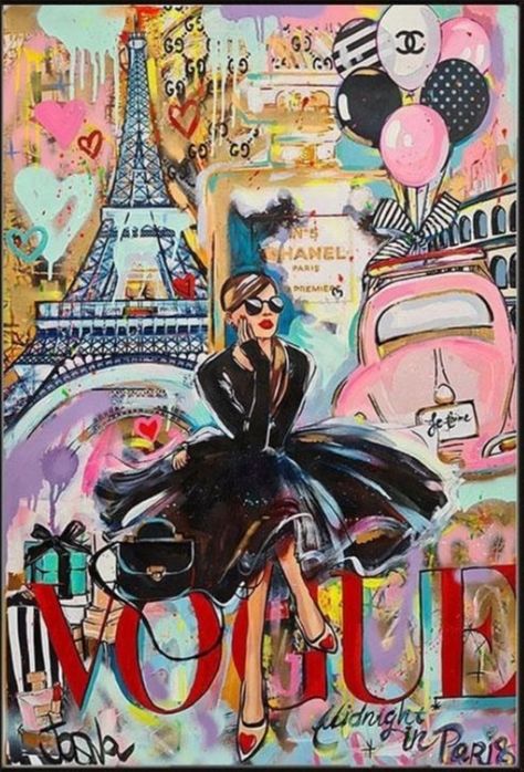 Graffiti Canvas Art, Girl In Paris, Fashion Vogue, Pop Art Girl, Pop Art Canvas, Graffiti Wall Art, Pop Art Painting, Graffiti Wall, Art Pop