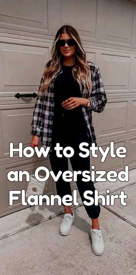 How to Style an Oversized Flannel Shirt (25 Ideas) Plaid Flannel Shirt Outfit, How To Wear A Flannel Shirt, Oversized Flannel Outfits, Boyfriend Shirt Outfits, Flannel And Leggings, Cute Flannel Outfits, Flannel Shirt Refashion, Flannel Outfits Fall, Flannel Shirt Outfit