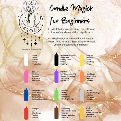 Candle Colours Meaning, Candles And Their Meanings, Candle Colours Witchcraft, Purple Candle Meaning, Colour Magick, Candle Color Meanings Magic, Candle Meanings, Protection Candles, Magic For Beginners