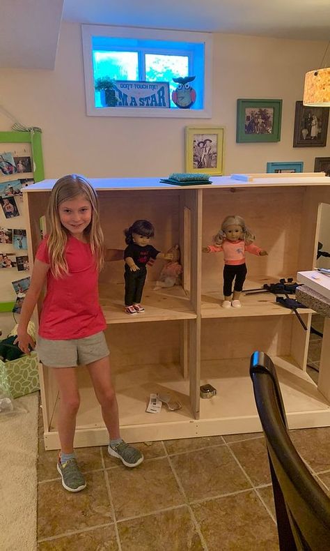 Diy Dollhouse For 18in Dolls, Doll House For 18inch Dolls Diy, Ag Doll House Diy, American Girl Dollhouse Diy, American Girl Storage Ideas, American Girl Doll House Diy, Diy American Girl Doll House, American Girl Kitchen, American Girl Storage