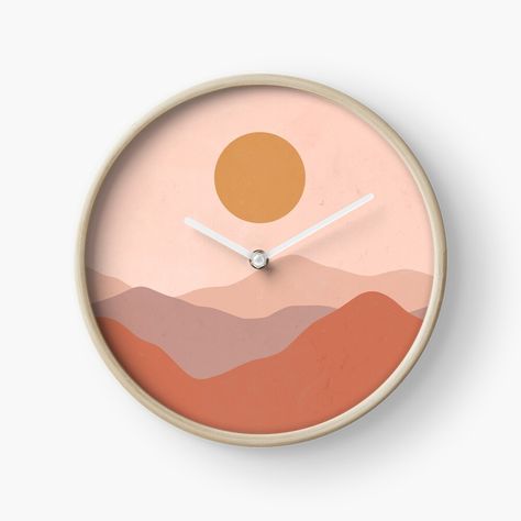 Get my art printed on awesome products. Support me at Redbubble #RBandME: https://www.redbubble.com/i/clock/Boho-Earthy-Landscape-by-trajeado14/48510419.CN2BJ?asc=u Background Jam Dinding Aesthetic, Earthy Landscape, Boho Landscape, Vinyl Art Paint, Aesthetic Clock, Laser Cut Wood Crafts, Diy Clock Wall, Unique Clocks, Clock Wall