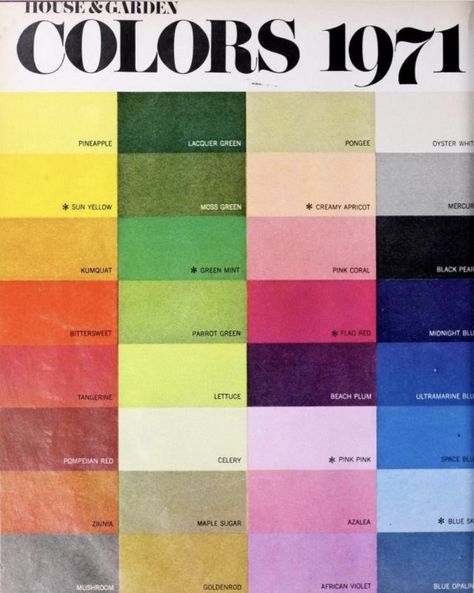 Groovy Color Palette, August Playlist, Beach Plum, Spring Wedding Color Palette, Noli Me Tangere, Green Lettuce, Garden Magazine, 70s Aesthetic, Power Colors