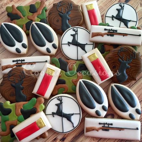 Hunting Birthday Cakes, Hunting Birthday Party, Hunting Ideas, Fish Cookies, Hunting Birthday, Hunting Party, Fancy Cookies, Creative Cookies, Cookie Inspiration