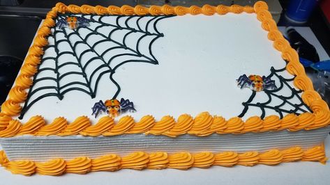 Halloween Cake Decorations Ideas, Halloween Sheetcake, Sheet Cake Halloween, Halloween Sheet Cake Ideas Easy, Halloween Sheet Cake Ideas Birthday, Halloween Sheet Cakes, Rectangle Birthday Cake, Halloween Sheet Cake Ideas, Sheet Cake Halloween Designs