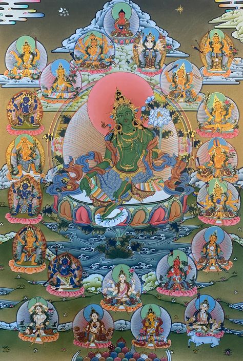 Green Tara Maa Wallpaper, 21 Tara Goddesses, Maa Tara Images, Green Tara Goddesses, Green Tara Maa, Tibetan Pattern, Tara Maa, Maa Tara, Buddhist Decor