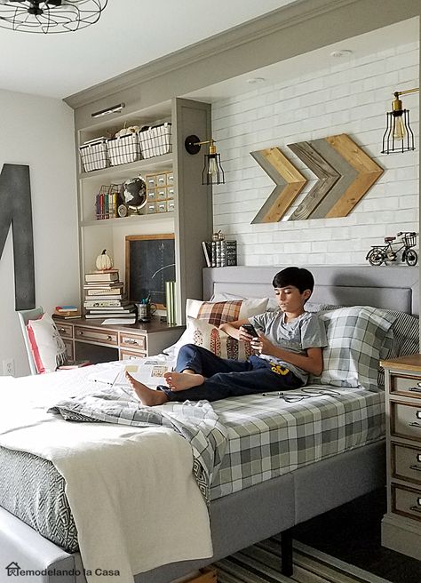 DIY - Industrial Teen Boy Bedroom - Fall Decor Design Ložnic, Teenager Bedroom Boy, Teenage Boy Room, Boys Room Design, Teen Boy Room, Boy Bedroom Design, Teen Boy Bedroom, Boys Bedroom Decor