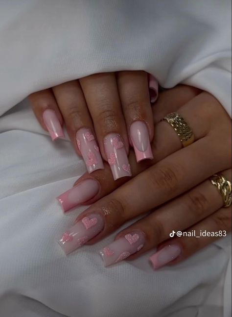 Valentine Nail Set Short, Pastel Pink Acrylics, Milky Nails, Nail Art Gel, Baddie Nails, Mode Crochet, Glow Nails, Classy Acrylic Nails, Short Square Acrylic Nails