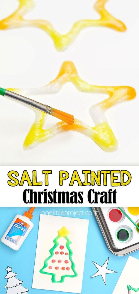 Winter Salt Painting, Salt Glue Painting, Salt Painting For Kids Christmas, Christmas Craft Easy Kids, Christmas Salt Painting For Kids, Baby Jesus Art For Kids, Christmas Diy Preschool, Kids Holiday Cards Diy, Christmas Salt Painting