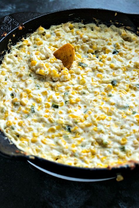 Bacon Corn Casserole, Corn Souffle Recipe, Corn Soufflé Recipe, Jalapeno Corn Dip, Creamy Corn Dip, Skillet Dip, Cheesy Corn Dip, Corn Souffle, Hot Corn Dip