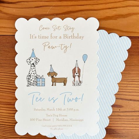 Puppy Pawty Birthday, Puppy Invitations, Puppy Pawty, Dog Birthday Invitations, Dog First Birthday, Boy Party Invitations, Watercolor Dogs, Birthday Watercolor, First Birthday Cards