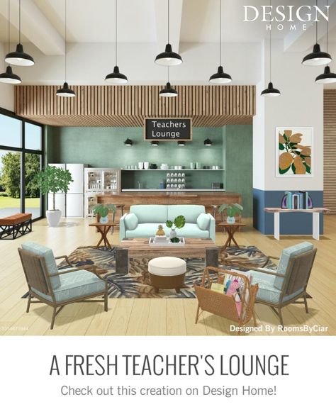 Breakout Room Ideas, Teachers Lounge Decor, Employee Lounge, Teachers Lounge Makeover, Wellness Center Design, Girls Hostel, Pediatric Clinic, Church Foyer, Staff Lounge