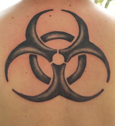 Toxic Tattoo Ideas, Toxic Tattoo, Biohazard Tattoo, Chemistry Tattoo, Gas Mask Tattoo, Rick And Morty Tattoo, Horrible Tattoos, Organic Tattoo, Club Tattoo