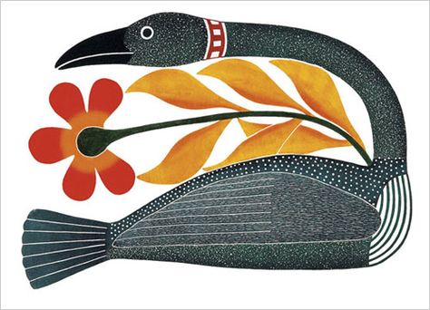 Kenojuak Ashevak is the best known and the most notable indigenous pioneers of Inuit art from North of Canad... Kenojuak Ashevak, Cape Dorset, Alaska Art, Inuit Art, Art Premier, Art Carte, American Indian Art, Art Et Illustration, Wow Art