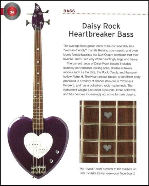 A Heart, Bass, Daisy, Guitar, Purple, White