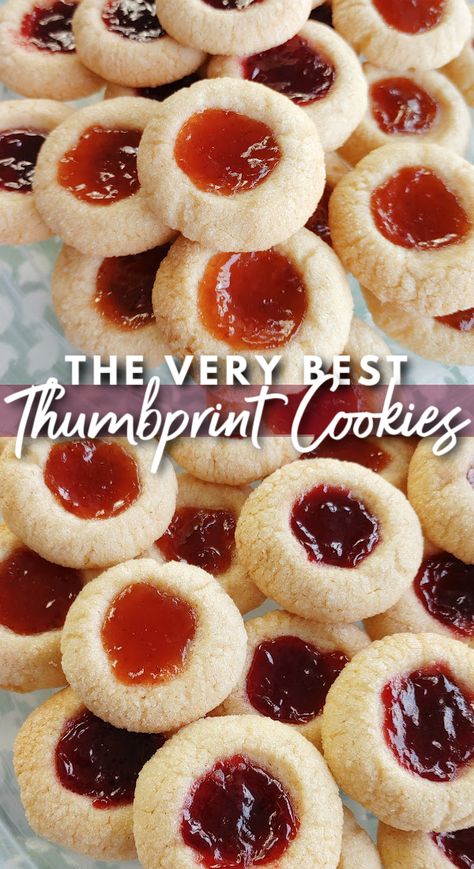 The Very BEST Thumbprint Cookies! A tried-and-true family recipe with the perfect cookie dough base filled with fruit jam or preserves. Cinnamon Flop, Christmas Nougat, Best Thumbprint Cookies, Cookies With Jam, South Your Mouth, Jam Thumbprint Cookies, Christmas Cookie Recipes Holiday, Jelly Cookies, Butter Pecan Cookies