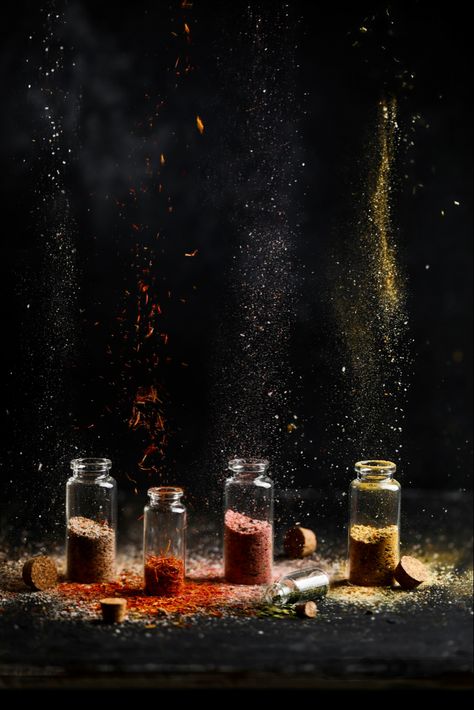 Spice Photography Photo Ideas, Spice Product Photography, Spices Aesthetic, Spice Photoshoot, Menu Design Ideas Templates, Masala Packaging, Spice Photography, Spices Photography, Ingredients Photography