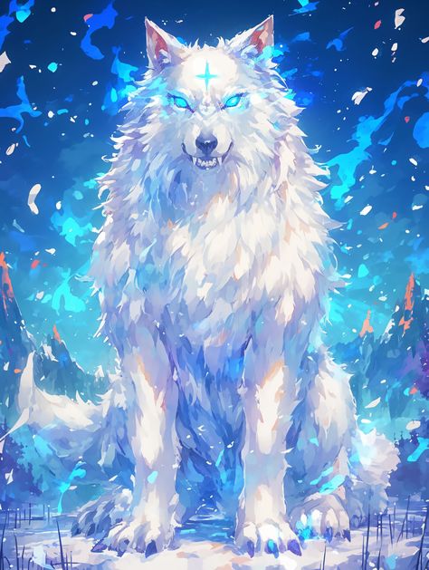 Standing strong and majestic under the icy moonlight ❄️🐺 The guardian of the frozen wilderness, with eyes that pierce the soul. 🌙💙 #DigitalArt #WhiteWolf #FantasyArt #WildernessGuardian #ArtOfInstagram #SpiritAnimal #WildBeauty #InstaArt #NatureInspired #MysticalCreatures #WolfPack #SnowyMountains #EpicFantasy #ArtisticExpression Ice Wolf Art, Winter Wolf Art, Big White Wolf Fantasy Art, Snow Wolf Fantasy Art, White Wolves With Blue Eyes, Winter Wolves, Mythical Animal, Stand Strong, Anime Wolf