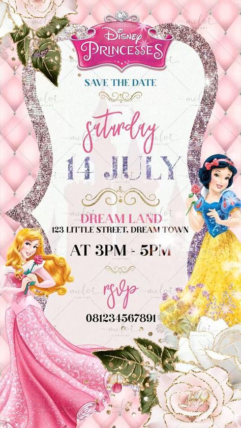 Princess Theme Birthday Invitation Card, Disney Princess Thank You Cards, Disney Princess Animated Invitation, Princess Birthday Invitation Video, Disney Princess Video Invitation, Princess Theme Birthday Party Invitation, Disney Princess Invitations Template, Princess Invitation Card, Princess Theme Invitation