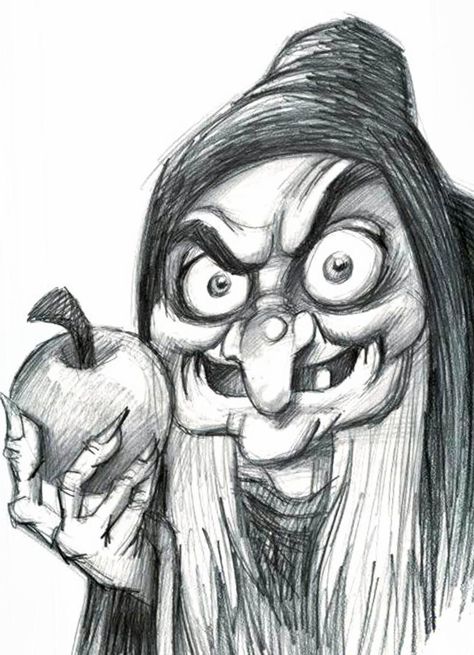 Hard Drawings, Poisoned Apple, Disney Character Drawings, Cartoon Drawings Sketches, Cartoon Kunst, Disney Drawings Sketches, 디즈니 캐릭터, Disney Art Drawings, Cool Pencil Drawings