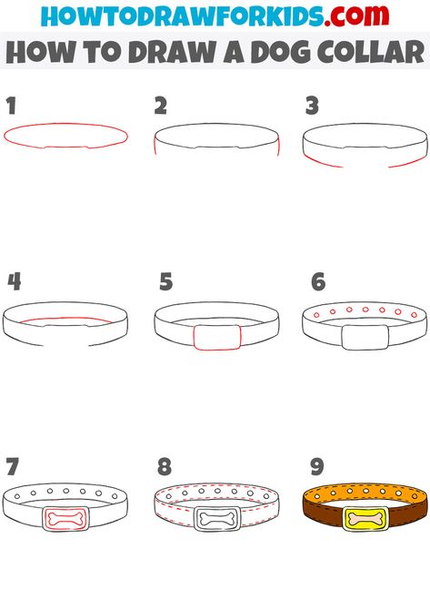 How to draw a Dog Collar step by step Dog Collar Drawing, English Drawing, Draw Dogs, Draw A Dog, Dog Growling, Animal Paws, Jewel Drawing, Dog Steps, Dog Essentials