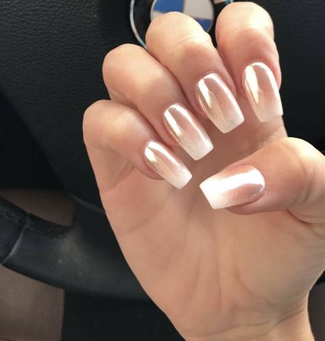 +37 Top Rose Gold Ombre Nails - POLYVORE - Discover and Shop Trends in Fashion, Outfits, Beauty and Home Red Ombre Nails, Gold Chrome Nails, Black Nails With Glitter, Rose Gold Chrome, Ombré Nails, Chrome Nails Designs, Matte Black Nails, Colorful Nail, Rose Gold Nails