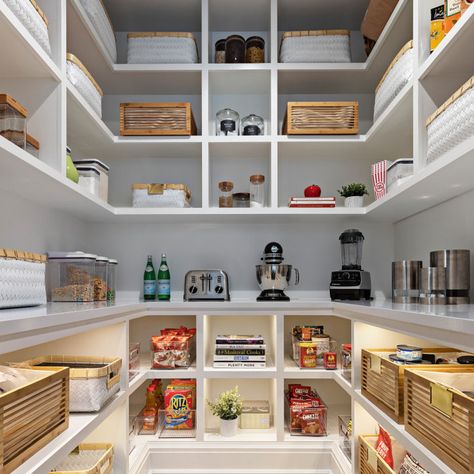 75 Beautiful Luxury Kitchen Pantry Ideas & Designs - May 2022 | Houzz AU Walk In Pantry Lighting, U Shape Pantry Design, Modern Pantry Design Walk In, Kitchen With Pantry Layout, Kitchen And Pantry Layout, Pantry Room Design, Pantry Design Walk In, Pantry Layout Ideas, Modern Pantry Design