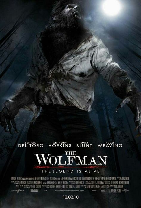 The Wolfman movie poster Fantastic Movie posters #SciFimovies posters #Horrormovies posters #Actionmovies posters #Dramamovies posters #Fantasymovies posters #Animationmovies Posters Wolfman Movie, The Wolfman 2010, Human Centipede, The Wolfman, Hugo Weaving, Film Story, Evil Dead, Anthony Hopkins, Horror Movie Posters