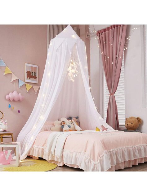 Princess Bed Canopy, Round Dome Canopy Bed Curtain With Light & Dream Catcher, Hanging Play Tent Children Reading Nook Canopies, Princess Castle Dreamy Bedding For Girls Room House Décor | SHEIN USA Girl Twin Bed Canopy, Girls Bed With Canopy, Dreamy Bedding, Princess Bed Canopy, Bed Canopy With Lights, Bedding For Girls, Girls Canopy, Girls Bed Canopy, Princess Canopy Bed