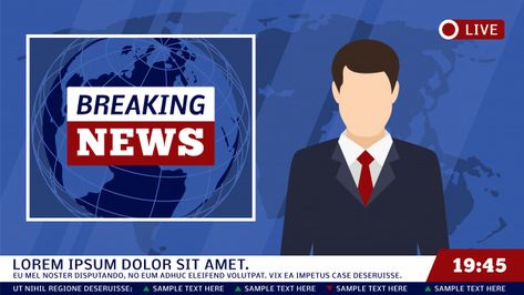 Tv news studio with broadcaster and breaking world background vector illustration Premium Vector | Free Vector #Freepik #vector #freebackground #freebusiness #freedesign #freetechnology World Background, Broadcast News, Episode Interactive Backgrounds, Virtual Studio, Tv Design, Logo Design Free, Chroma Key, News Anchor, News Studio