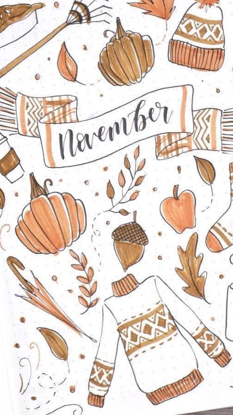 November Month Aesthetic, November Planner Layout, Thanksgiving Bullet Journal Ideas, November Journal Cover, Bullet Journal November Cover Page, Month Backgrounds, November Cover Page, Bullet Journal November, November Planner