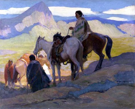 Oscar Berninghaus,  The Edge of the Foothills, 24x30, o/c Eric Bowman, Taos Art, Western Artwork, Arte Peculiar, Southwestern Art, Western Paintings, Painting Competition, Horse Aesthetic, Southwest Art