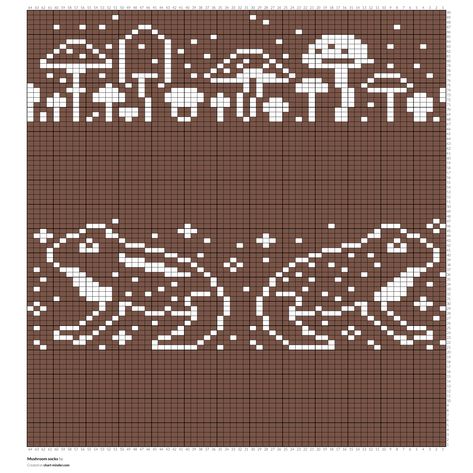 Copy of Mushroom socks by beakeady | Chart Minder Mushroom Pattern Knitting, Filet Crochet Mushroom, Crochet Color Work Chart, Mushroom Tapestry Crochet Pattern, Unicorn Knitting Chart, Mushroom Socks Knitting Pattern, Stranded Colorwork Knitting Charts, Mushroom Knitting Chart, Mushroom Crochet Grid