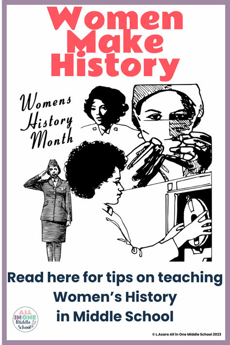 Blog post on Women's History Month activities and ideas in middle school Women History Month Activities, Women History, Middle School History, Women Activities, Middle School Lessons, Women's History Month, Women's History, Womens History Month, Middle School Student