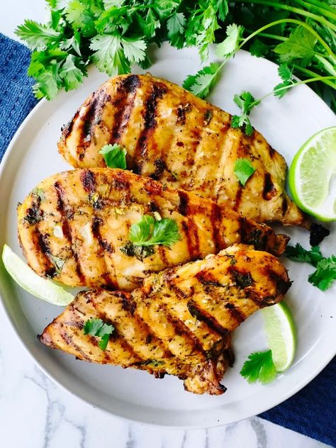 Sweet Harvest Table • This Cilantro Lime Marinade is a fresh and zesty blend, perfect for grilling. It features bold flavors from cilantro, lime juice, and garlic, combined with spices to tenderize the meat and infuse it with vibrant, tangy notes. Cilantro Lime Marinade Chicken, Cilantro Lime Chicken Dinner, Basil Lime Chicken Marinade, Damn Delicious Cilantro Lime Chicken, Cilantro Lime Chicken Marinade, Cilantro Lime Marinade, Garlic Marinade, Cilantro Lime Chicken, Spanish Rice