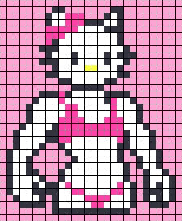 Hello Kitty Crochet, Easy Perler Beads Ideas, Graph Crochet, Easy Pixel Art, Pixel Art Templates, Diy Perler Bead Crafts, Pixel Crochet, Pixel Art Grid, Tapestry Crochet Patterns