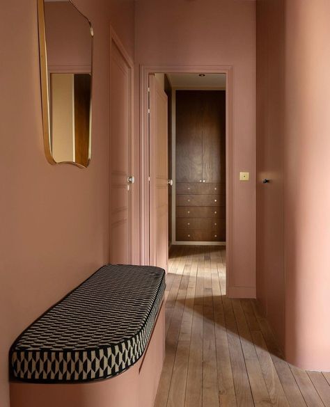 Bringing the Outdoors In Pink Hallway, Monochrome Room, Plum Living, Chic Home, Retro Chic, Nixon, House Inspo, Interior Design Inspiration, House Inspiration