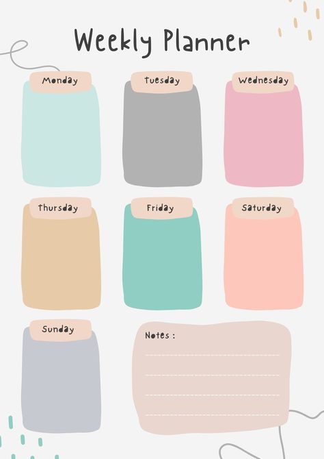 Sampul Notebook, Projek Diy, Weekly Planner Print, خريطة ذهنية, Weekly Planner Free Printable, Penanda Buku, Weekly Schedule Planner, Kalender Design, Study Planner Printable