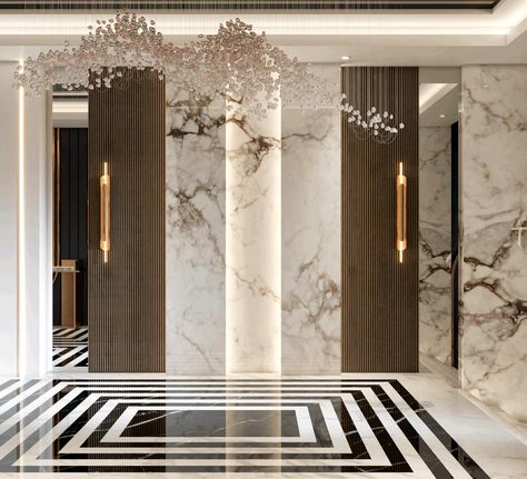 LUXURY MODERN BUILDING ENTRANCE :: Behance Entrance Lobby Design Residential Flat, Entry Foyer Ideas Entrance Modern, Entrance Foyer Design Luxury, Modern Building Entrance, Entrance Lobby Design Residential, Lobby Design Residential, Building Entrance Lobby, Entrance Lobby Design, Lobby Designs