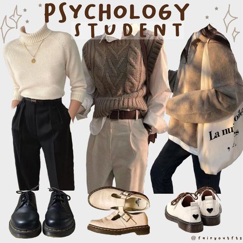 Clothes • Instagram Psychology Clothing, Psychologist Outfit, Academia Aesthetic Outfit, Academia Clothes, Student Aesthetic, Dark Academia Outfits, Estilo Dark, Academia Outfits, University Outfit