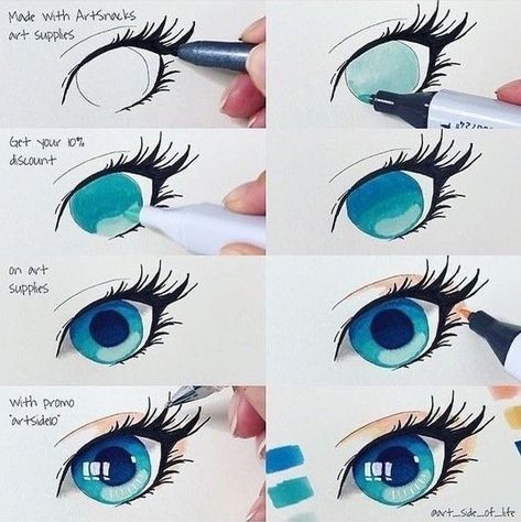 Anime Art Reference, Mata Manga, Art Markers Drawing, Copic Marker Art, Copic Art, Eye Tutorial, Anime Eye Drawing, Sketchbook Art, Anime Drawing